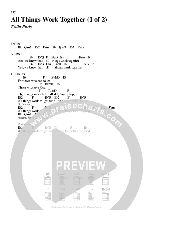 All Things Work Together Chords & Lyrics (Twila Paris)