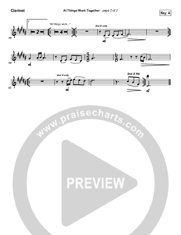 All Things Work Together Clarinet (Twila Paris)