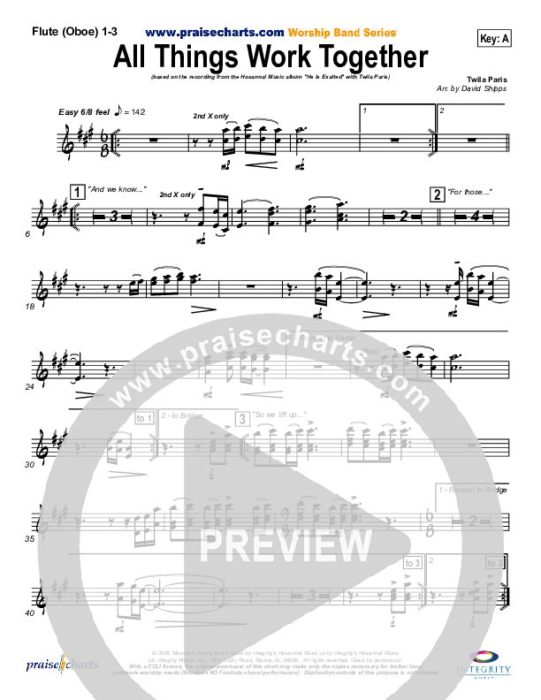 All Things Work Together Flute/Oboe 1/2/3 (Twila Paris)