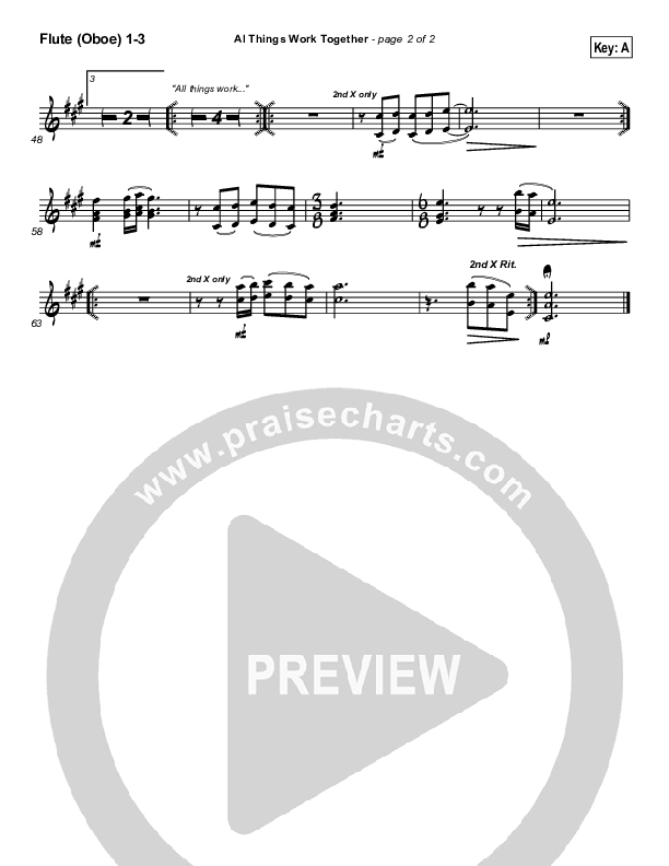 All Things Work Together Flute/Oboe 1/2/3 (Twila Paris)