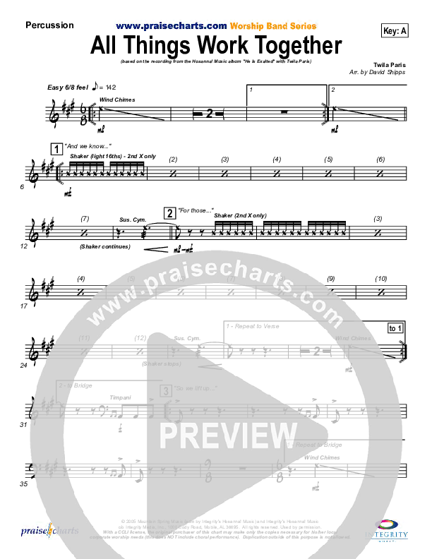 All Things Work Together Percussion (Twila Paris)