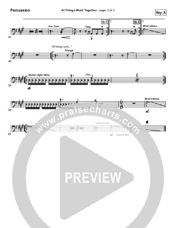 All Things Work Together Percussion (Twila Paris)