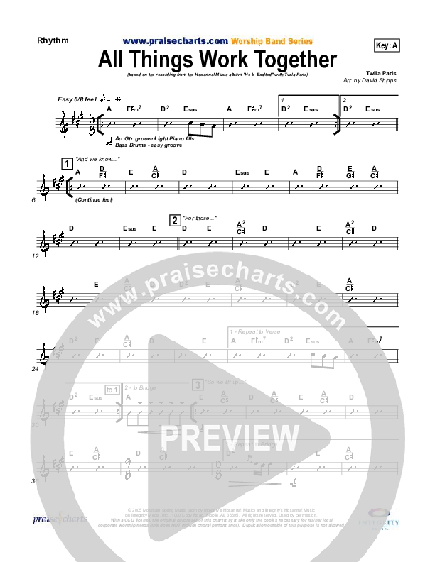 All Things Work Together Rhythm Chart (Twila Paris)