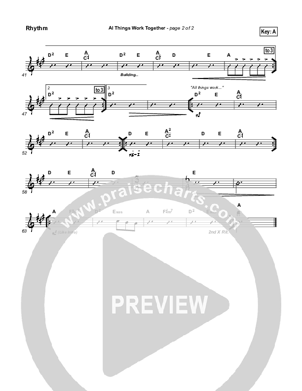 All Things Work Together Rhythm Chart (Twila Paris)