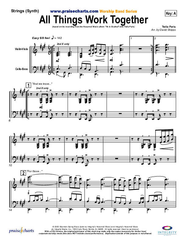 All Things Work Together Synth Strings (Twila Paris)