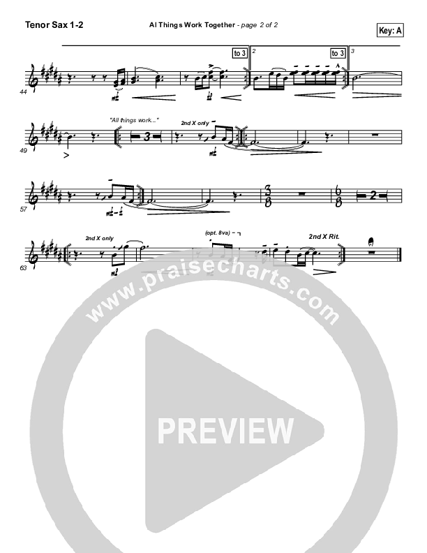 All Things Work Together Tenor Sax 1/2 (Twila Paris)