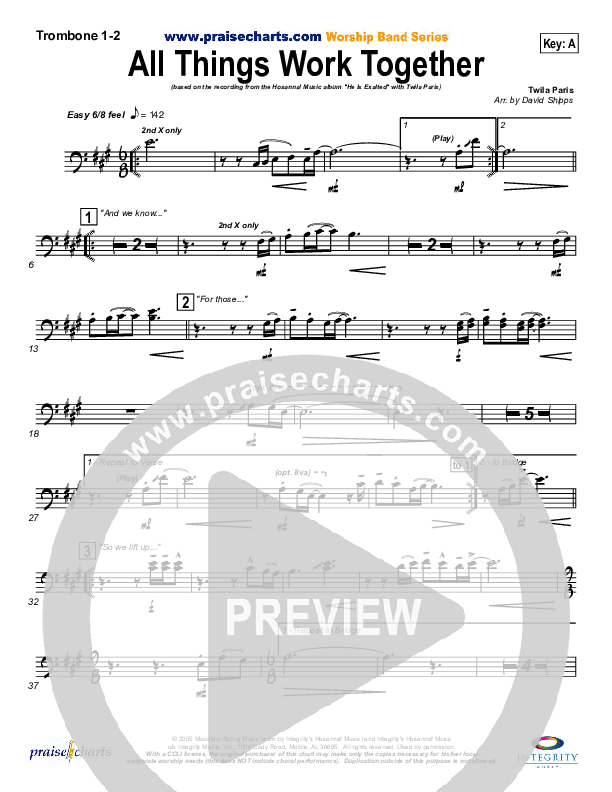 All Things Work Together Trombone 1/2 (Twila Paris)