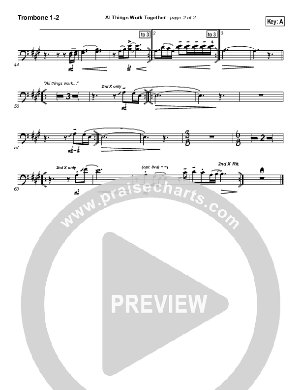 All Things Work Together Trombone 1/2 (Twila Paris)