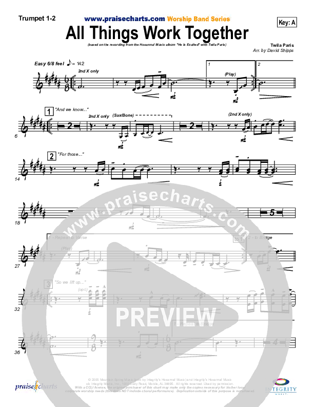 All Things Work Together Trumpet 1,2 (Twila Paris)