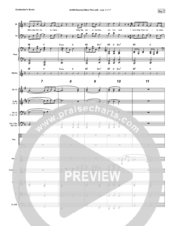 10,000 Reasons (Bless The Lord) (Choral Anthem SATB) Orchestration (Matt Redman / NextGen Worship / Arr. Richard Kingsmore)