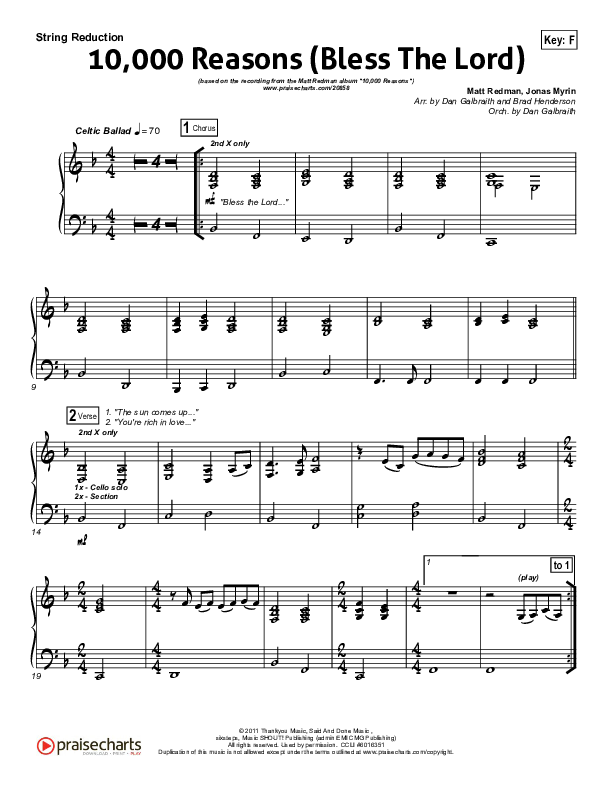 10,000 Reasons (Bless The Lord) (Choral Anthem SATB) Synth Strings (Matt Redman / NextGen Worship / Arr. Richard Kingsmore)