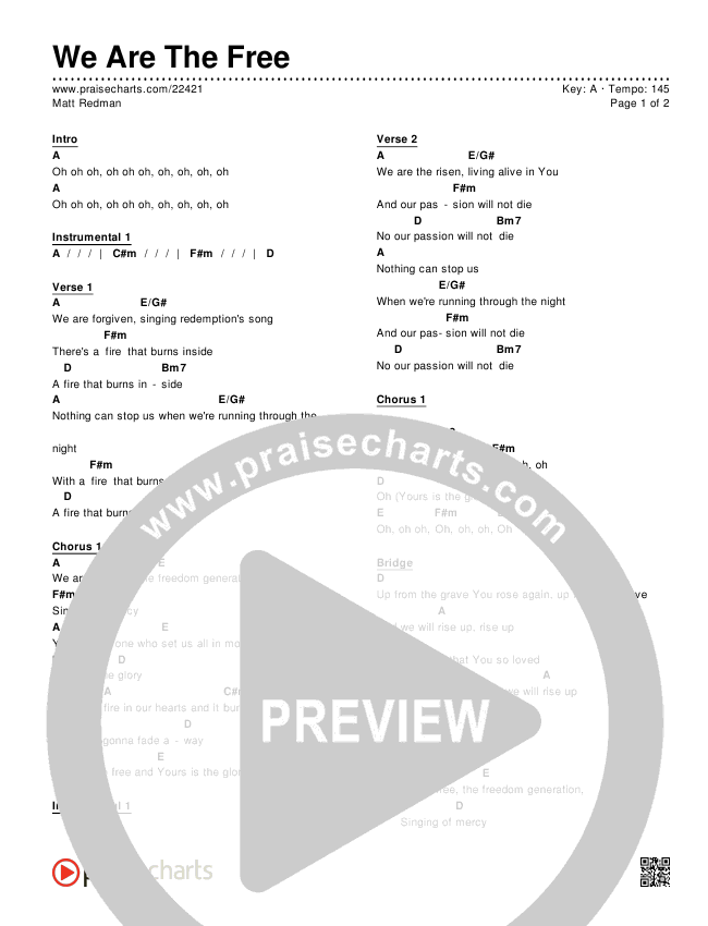 We Are The Free (Choral Anthem SATB) Chords & Lyrics (Matt Redman / Arr. Richard Kingsmore)