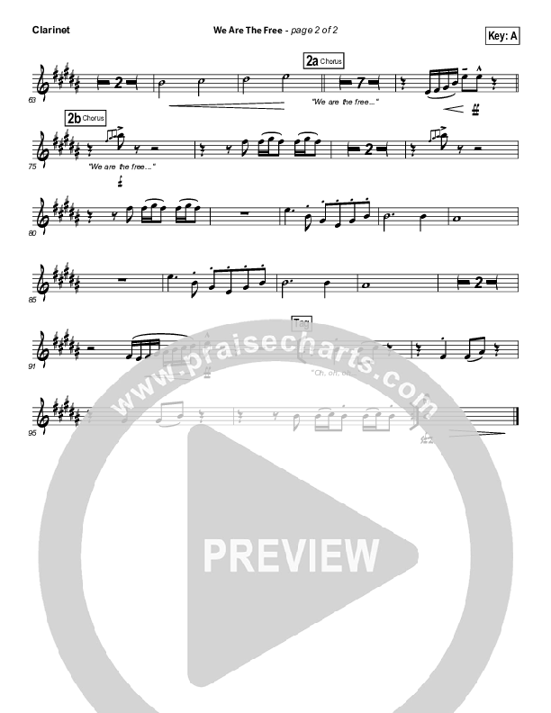 We Are The Free (Choral Anthem SATB) Clarinet (Matt Redman / Arr. Richard Kingsmore)