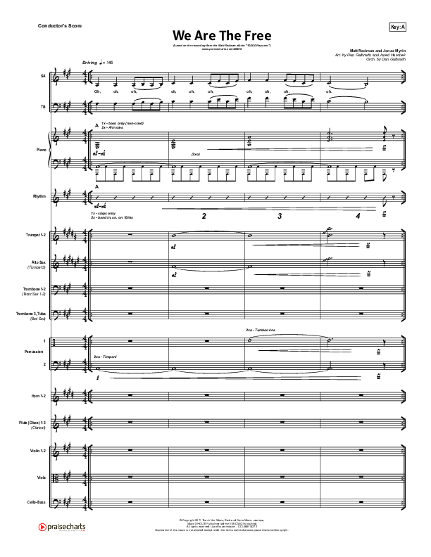 We Are The Free (Choral Anthem SATB) Conductor's Score (Matt Redman / Arr. Richard Kingsmore)