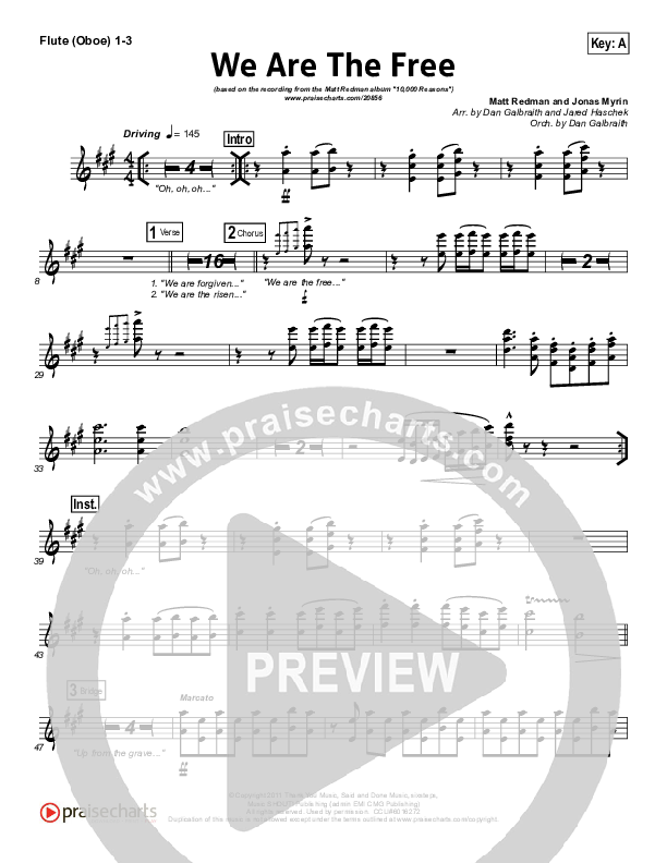 We Are The Free (Choral Anthem SATB) Flute/Oboe 1/2/3 (Matt Redman / Arr. Richard Kingsmore)
