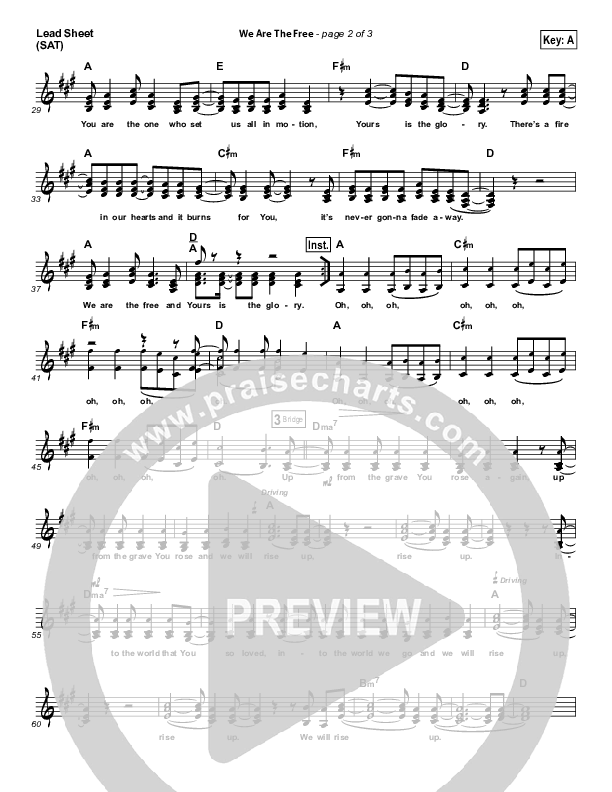 We Are The Free (Choral Anthem SATB) Lead Sheet (SAT) (Matt Redman / Arr. Richard Kingsmore)