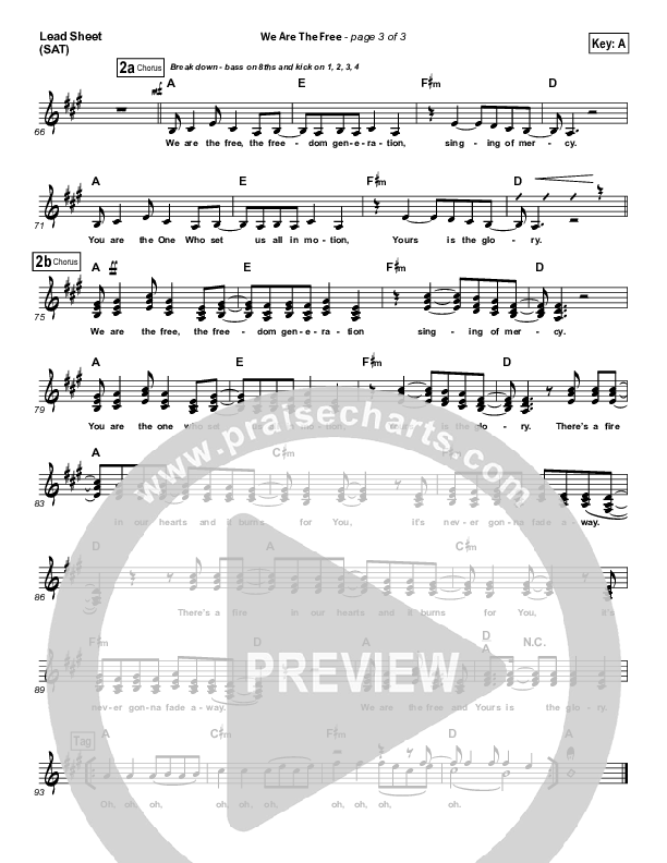 We Are The Free (Choral Anthem SATB) Lead Sheet (SAT) (Matt Redman / Arr. Richard Kingsmore)