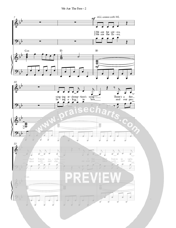 We Are The Free (Choral Anthem SATB) Piano/Vocal (Matt Redman / Arr. Richard Kingsmore)