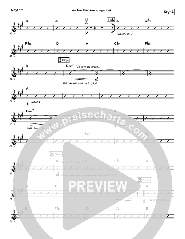 We Are The Free (Choral Anthem SATB) Rhythm Chart (Matt Redman / Arr. Richard Kingsmore)