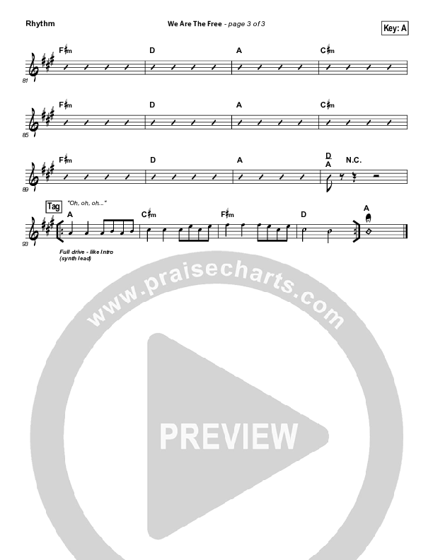 We Are The Free (Choral Anthem SATB) Rhythm Chart (Matt Redman / Arr. Richard Kingsmore)