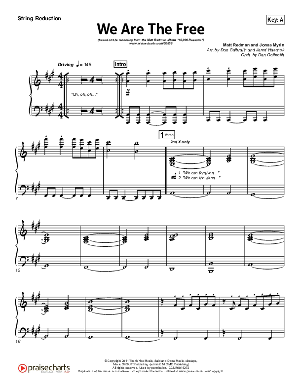 We Are The Free (Choral Anthem SATB) Synth Strings (Matt Redman / Arr. Richard Kingsmore)
