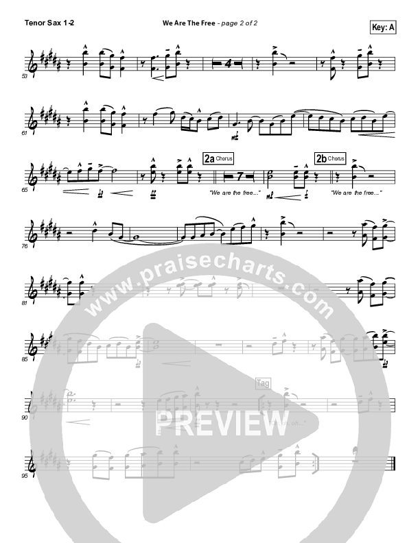 We Are The Free (Choral Anthem SATB) Tenor Sax 1/2 (Matt Redman / Arr. Richard Kingsmore)