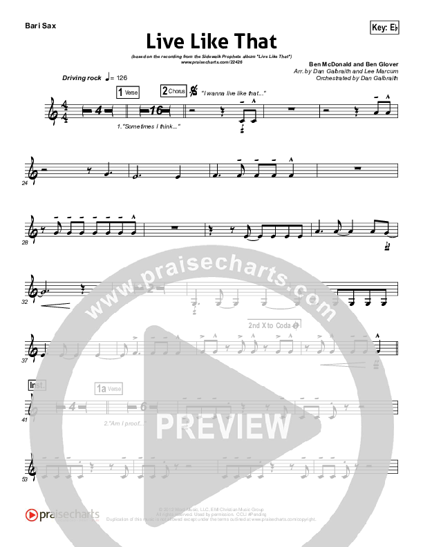 Live Like That Bari Sax (Sidewalk Prophets)