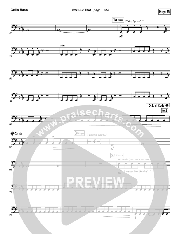 Live Like That Cello/Bass (Sidewalk Prophets)