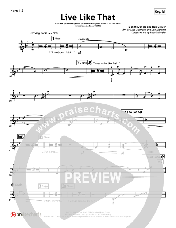 Live Like That Brass Pack (Sidewalk Prophets)