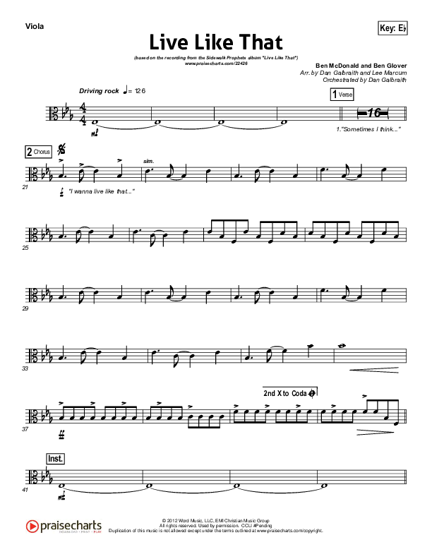 Live Like That Viola (Sidewalk Prophets)