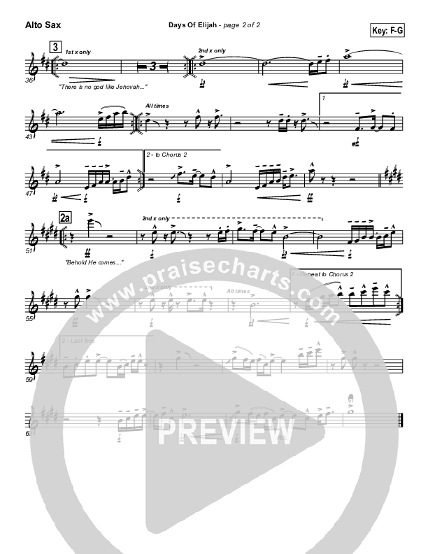 Days of Elijah Alto Sax (Twila Paris)