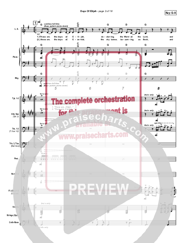 Days of Elijah Conductor's Score (Twila Paris)