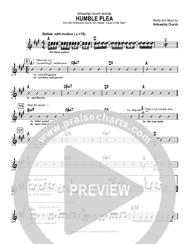 Humble Plea Rhythm Chart (Fellowship Creative)