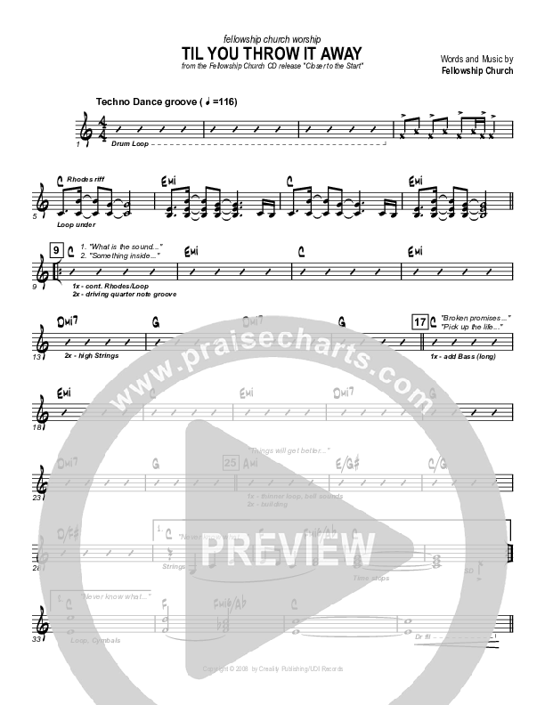 Til You Throw It Away Rhythm Chart (Fellowship Creative)