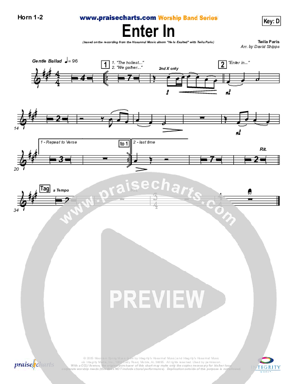 Enter In French Horn 1/2 (Twila Paris)