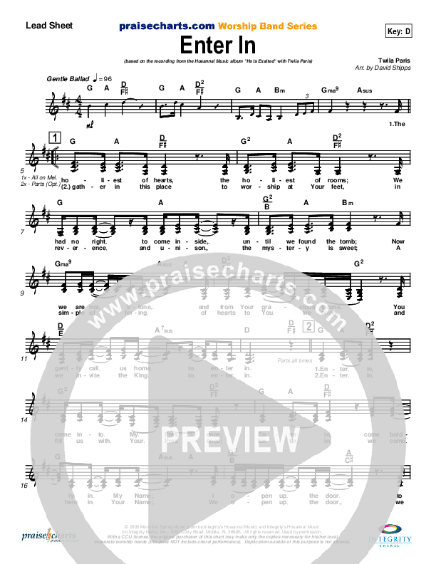 Enter In Lead Sheet (SAT) (Twila Paris)