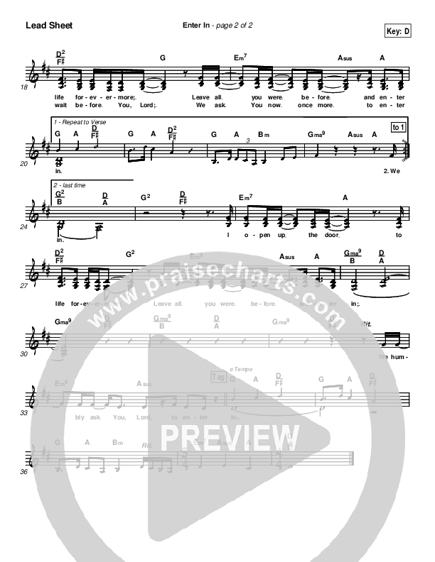 Enter In Lead Sheet (SAT) (Twila Paris)