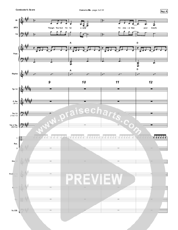 Come To Me Conductor's Score (Bethel Music / Jenn Johnson)