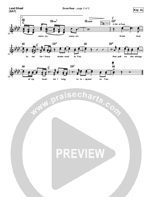 Draw Near Lead Sheet (SAT) (Bethel Music / Jeremy Riddle)