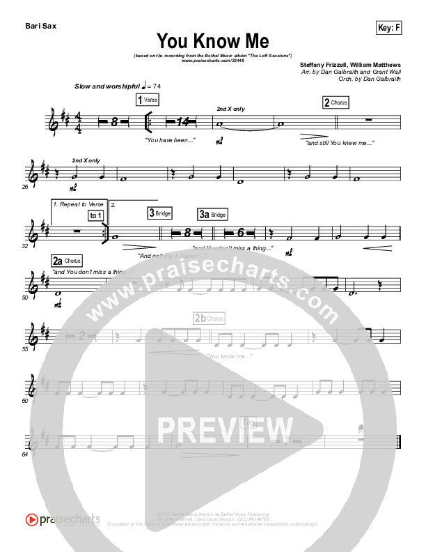 You Know Me Bari Sax (Bethel Music)