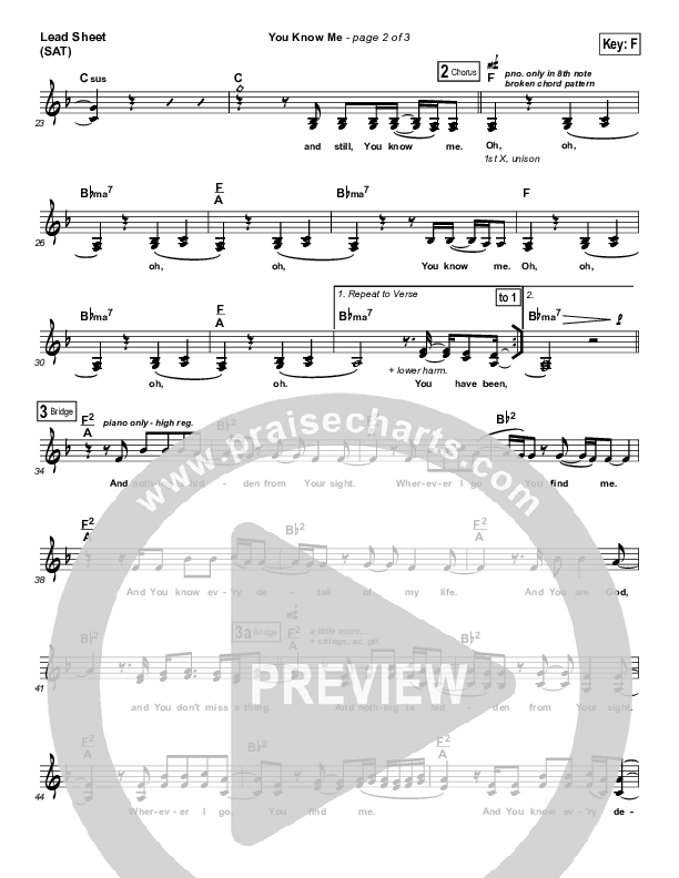 You Know Me Lead Sheet (SAT) (Bethel Music)