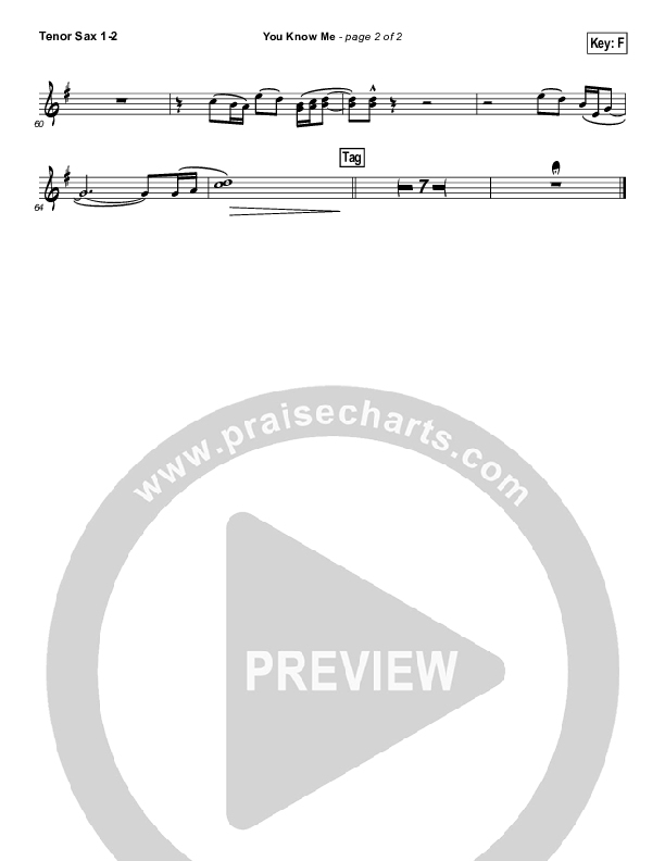 You Know Me Tenor Sax 1/2 (Bethel Music)