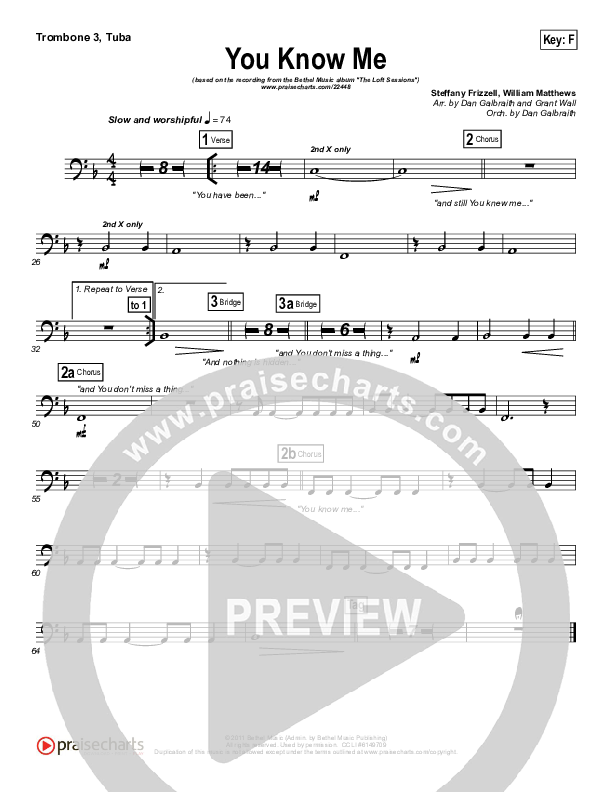 You Know Me Trombone 3/Tuba (Bethel Music)