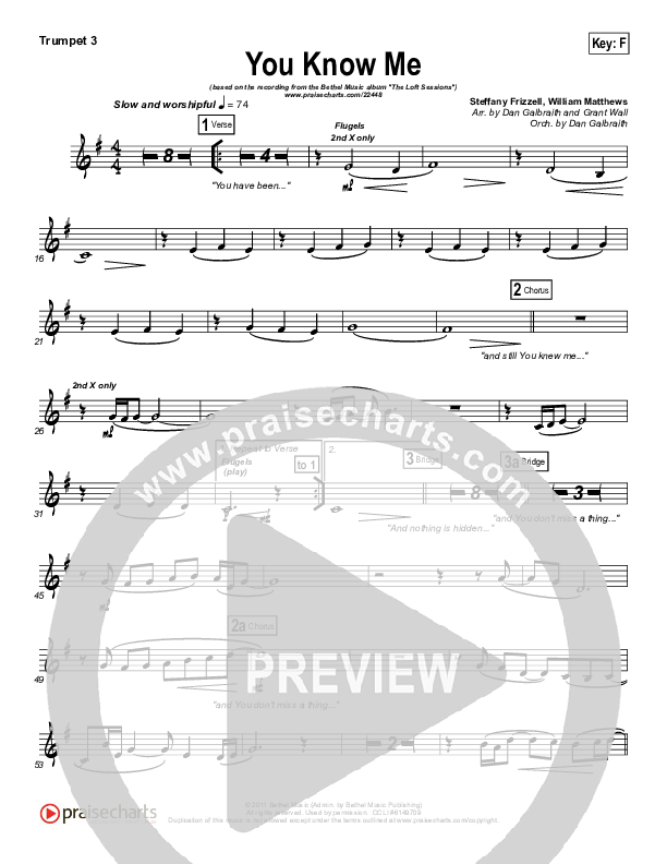 You Know Me Trumpet 3 (Bethel Music)