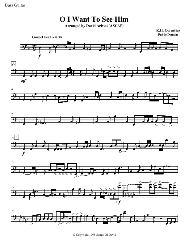 O I Want to See Him Bass Guitar (David Arivett)