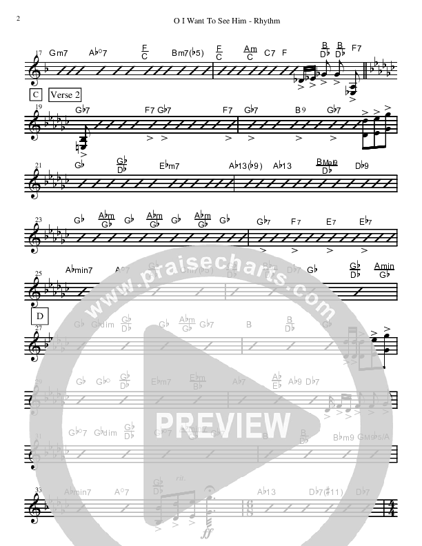 O I Want to See Him Rhythm Chart (David Arivett)