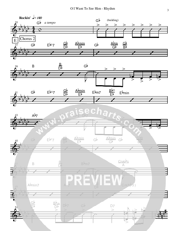 O I Want to See Him Rhythm Chart (David Arivett)