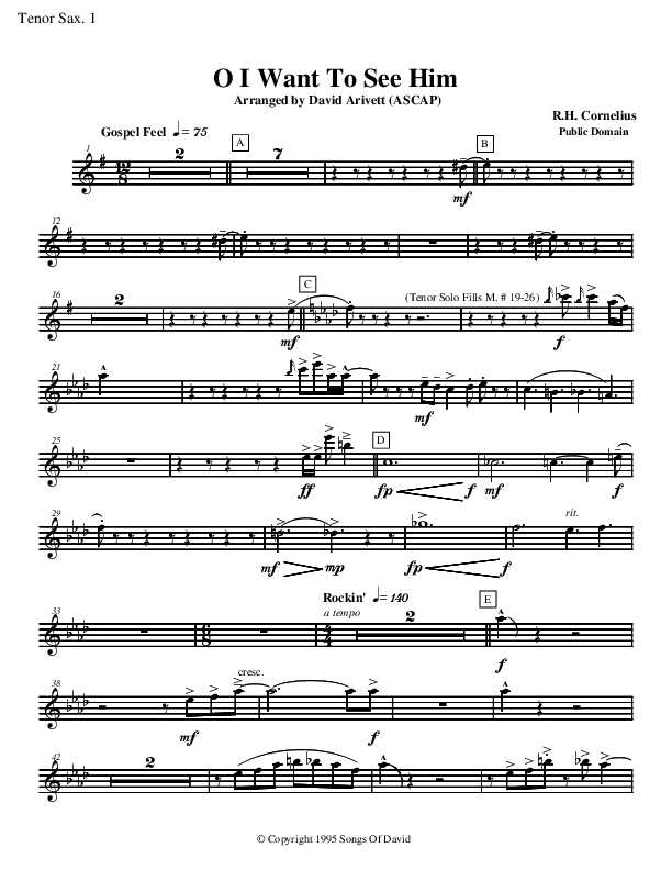 O I Want to See Him Tenor Sax 1/2 (David Arivett)