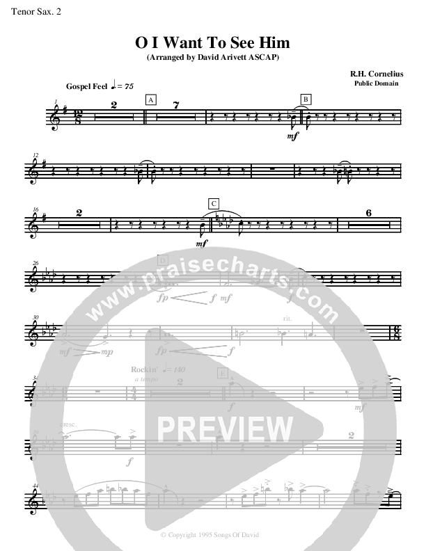O I Want to See Him Tenor Sax 1/2 (David Arivett)