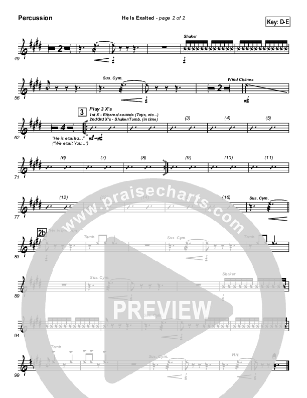 He Is Exalted Percussion (Twila Paris)